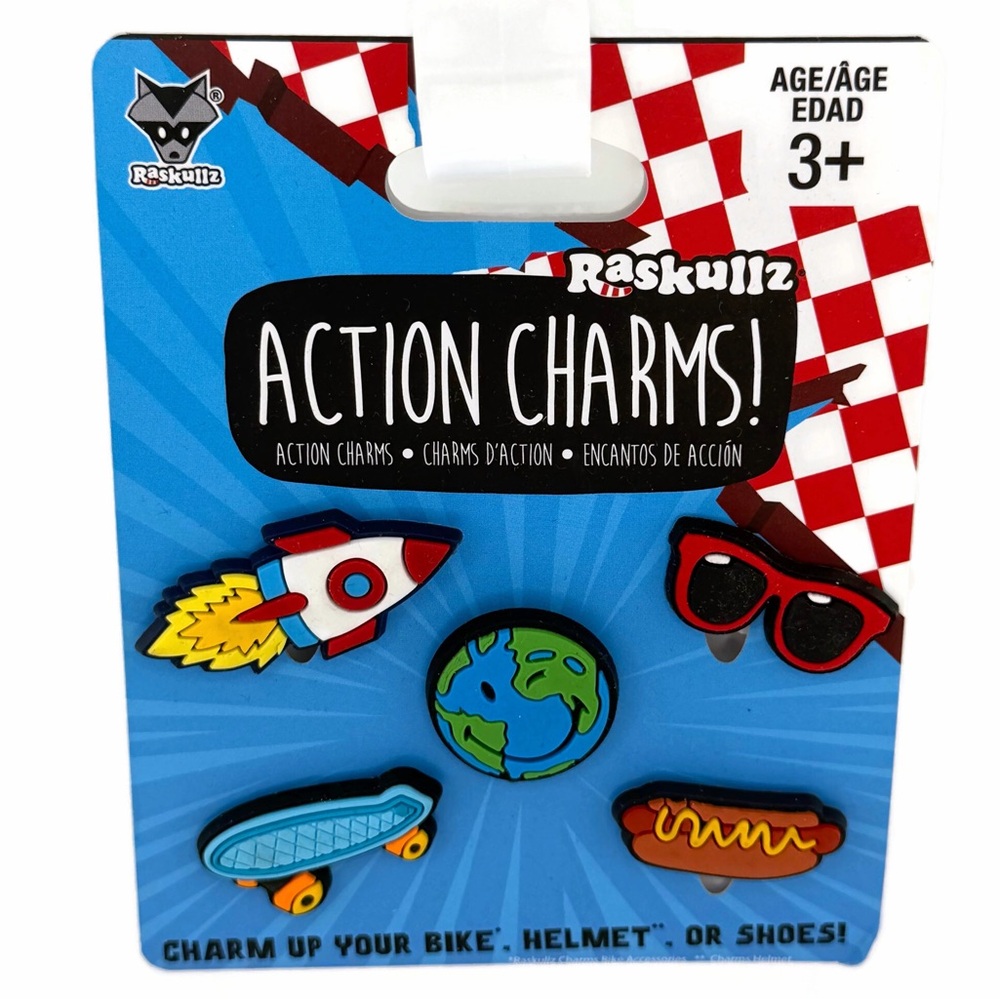 Shoe Charms Pack of 5 — Rocket Earth Sunglasses Skateboard and Hot Dog